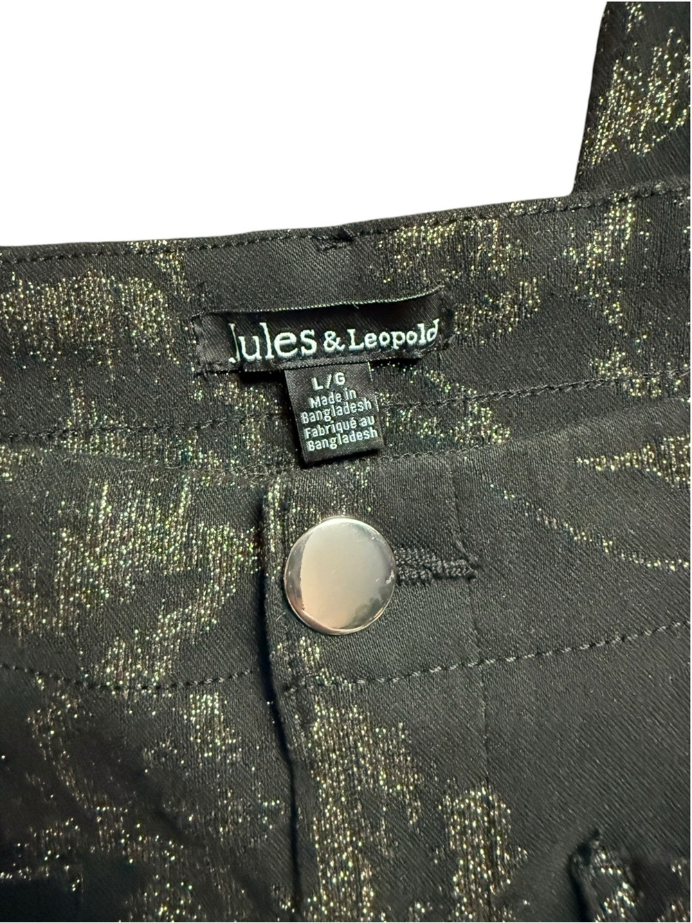 Jules & Leopold Metallic Floral Wide Leg Pants Black Gold Roses L - Picture 4 of 13